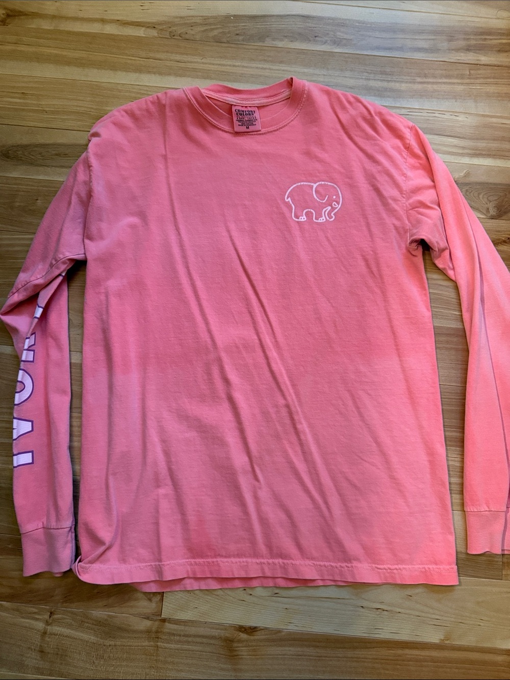 Ivory Ella Long Sleeve Coral Pink Tee with Elephant Logo